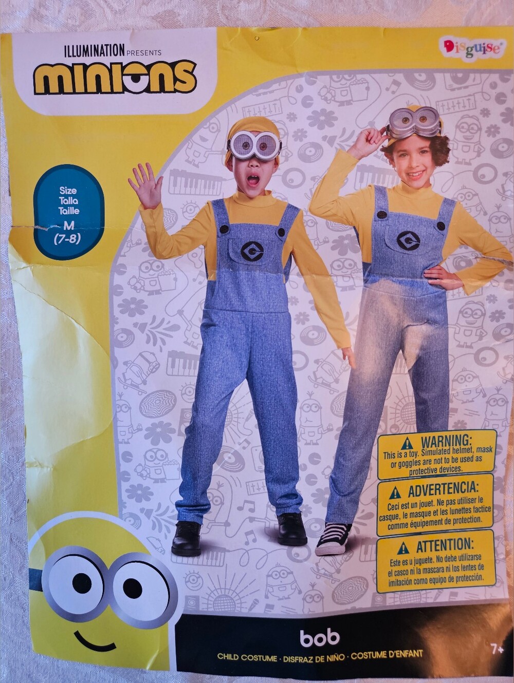 Illumination Minions Bob Kids Costume — Yellow & Blue (Size M, 7-8), New